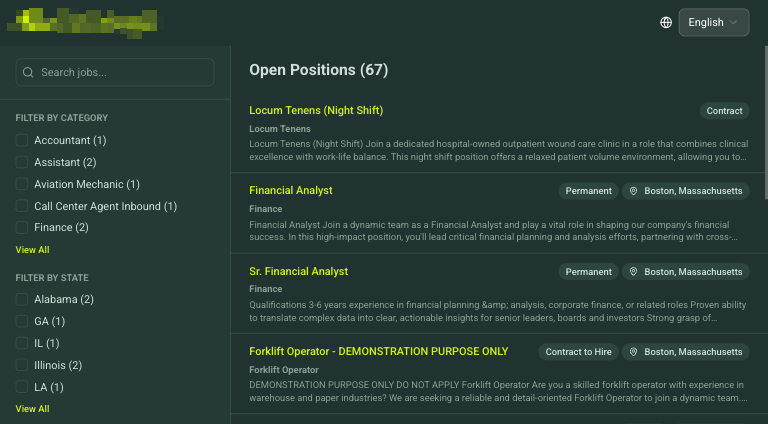Customized career portal